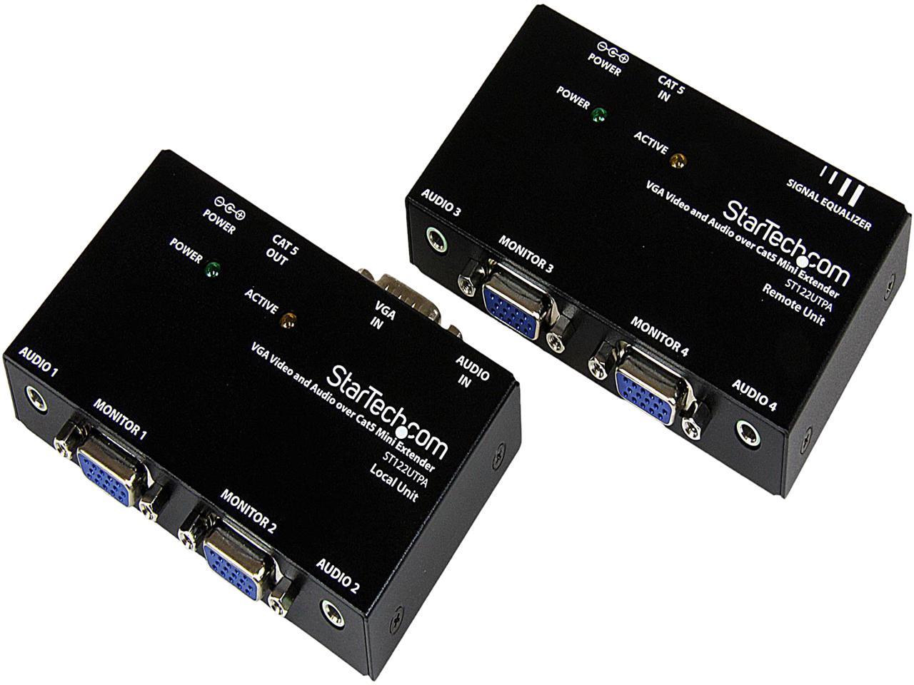 StarTech.com ST122UTPA VGA Video Extender over Cat 5 with Audio - Up to 500ft (150m) - VGA over Cat5 Extender - 1 Local and 1 Remote