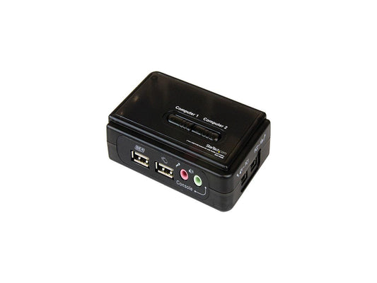StarTech SV211KUSB 2 Port Black USB KVM Switch Kit with Audio and Cables - Dual Port Desktop USB VGA KVM Switch