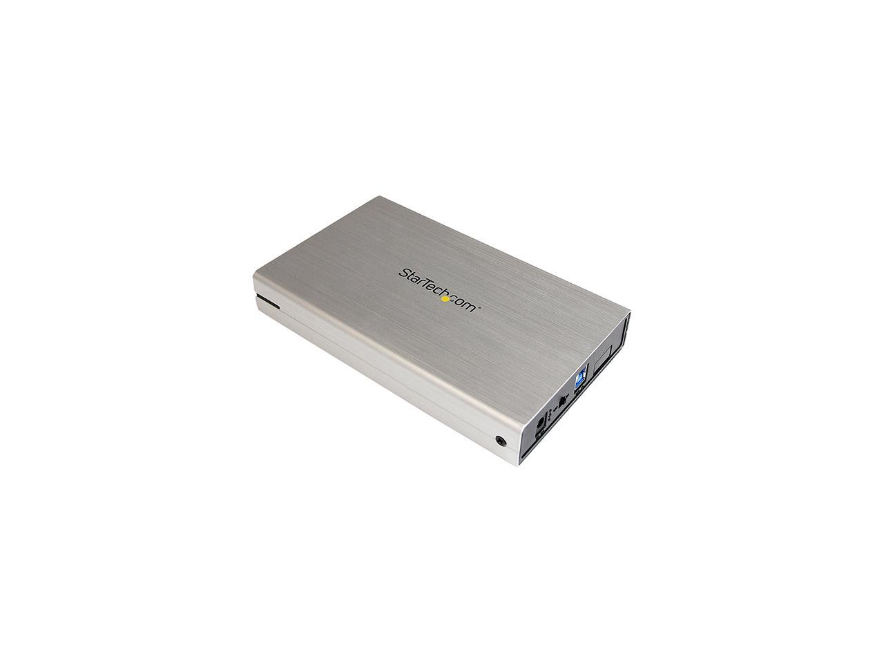 StarTech S3510SMU33 3.5in Silver Aluminum USB 3.0 External SATA III SSD / HDD Enclosure with UASP - Portable USB 3 3.5" SATA Hard Drive Enclosure