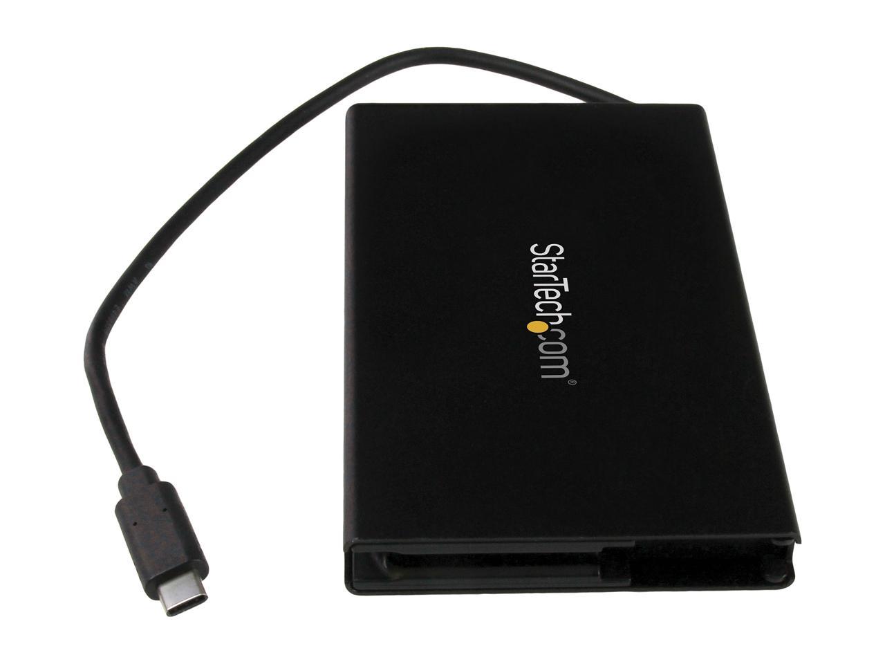 StarTech S251BU31C3CB USB-C External Hard Drive Enclosure - USB 3.1 Type C - Integrated USB C Cable - SATA 6Gpbs - SSD/HDD Enclosure