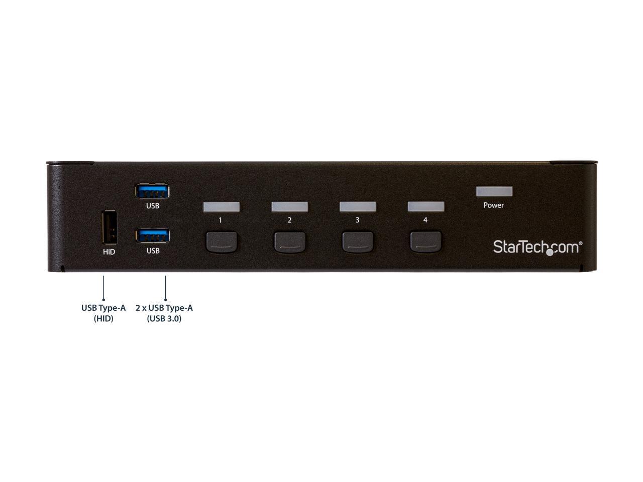 StarTech.com SV431DPU3A2 4-Port DisplayPort KVM Switch - DP KVM Switch with Built-in USB 3.0 Hub for Peripherals - 4K 30Hz