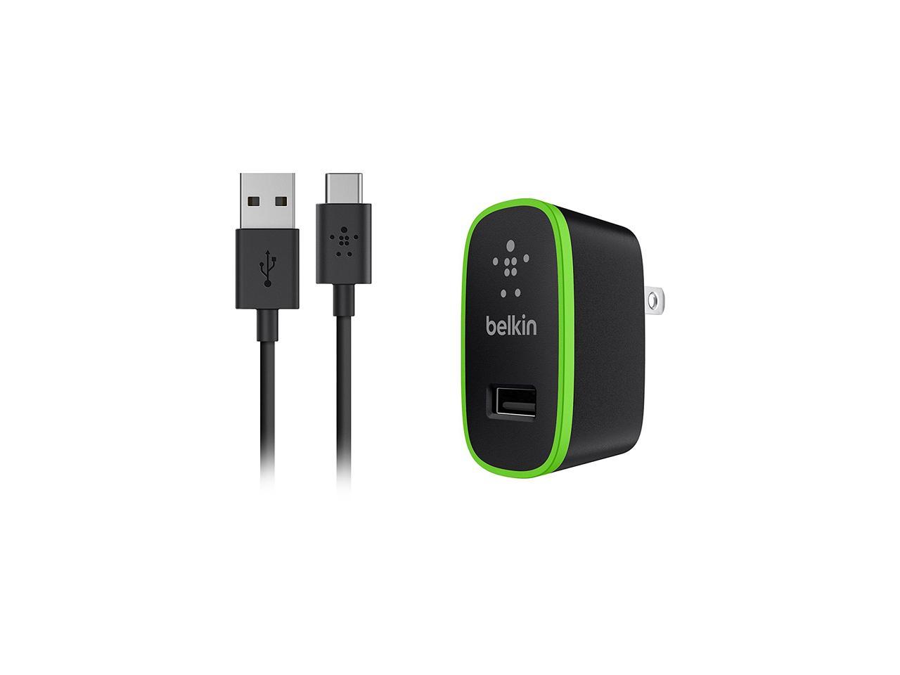 BELKIN COMPONENTS F7U001TT06-BLK USB-C TO USB-A CABLE WITH UNIVERSAL HOME CHARGER
