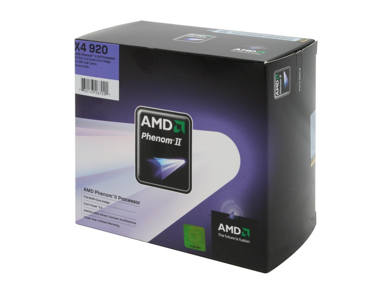 AMD Phenom II X4 920 Quad-Core 2.8 GHz Socket AM2+ 125W HDX920XCGIBOX Processor