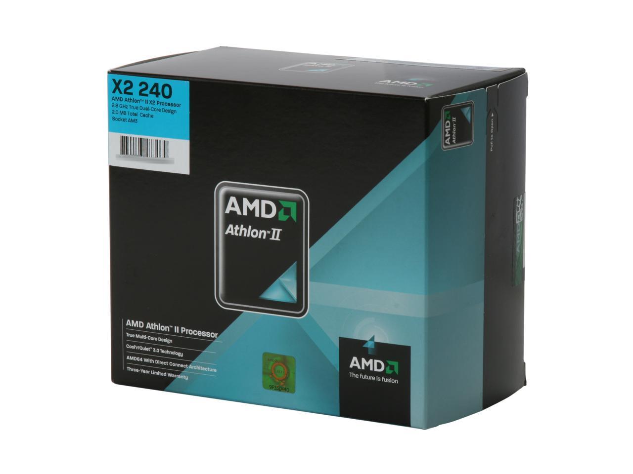 AMD Athlon II X2 240 Regor Dual-Core 2.8 GHz Socket AM3 65W ADX240OCGQBOX Processor