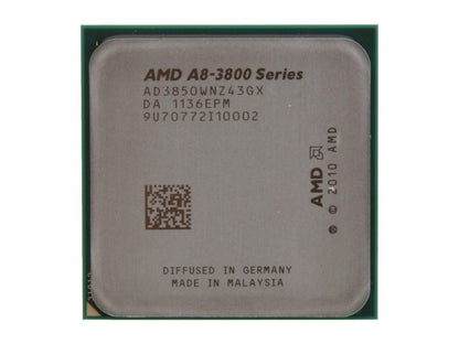 AMD A8-3850 Llano Quad-Core 2.9 GHz Socket FM1 100W AD3850WNZ43GX Desktop APU with DirectX 11 Graphic AMD Radeon HD 6550D