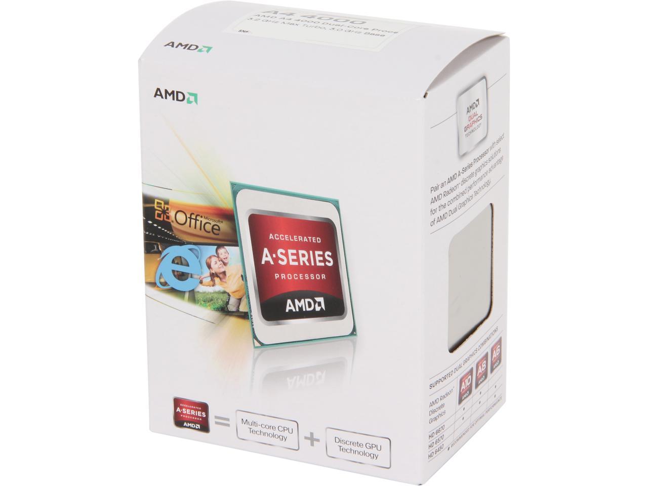 AMD A4-4000 Richland Dual-Core 3.2 GHz Socket FM2 65W AD4000OKHLBOX Desktop Processor