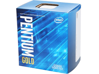 Intel Pentium Gold G5600 Coffee Lake Dual-Core, 4-Thread, 3.9 GHz LGA 1151 (300 Series) 54W BX80684G5600 Desktop Processor Intel UHD Graphics 630