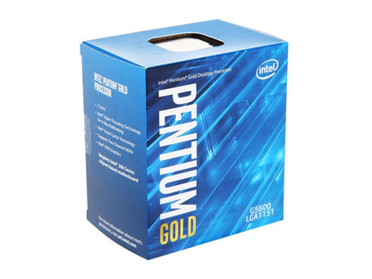 Intel Pentium Gold G5600 Coffee Lake Dual-Core, 4-Thread, 3.9 GHz LGA 1151 (300 Series) 54W BX80684G5600 Desktop Processor Intel UHD Graphics 630