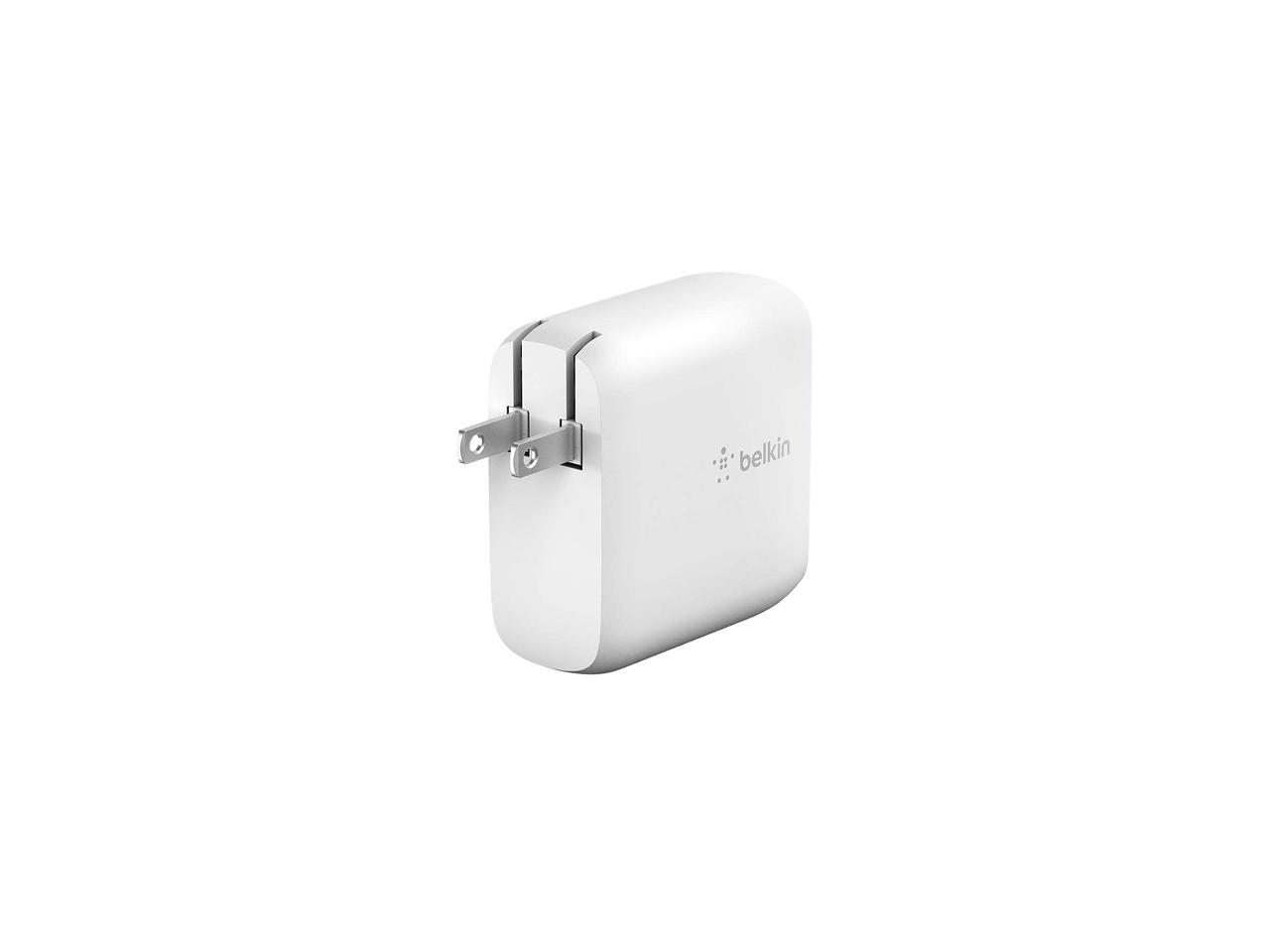 Belkin 68W Dual USB-C Wall Mount GaN Charger PD Power Delivery for iPhone Fast Charger, MacBook Pro Charger, iPad Pro, Pixel, Galaxy, and More (WCH003DQWH)