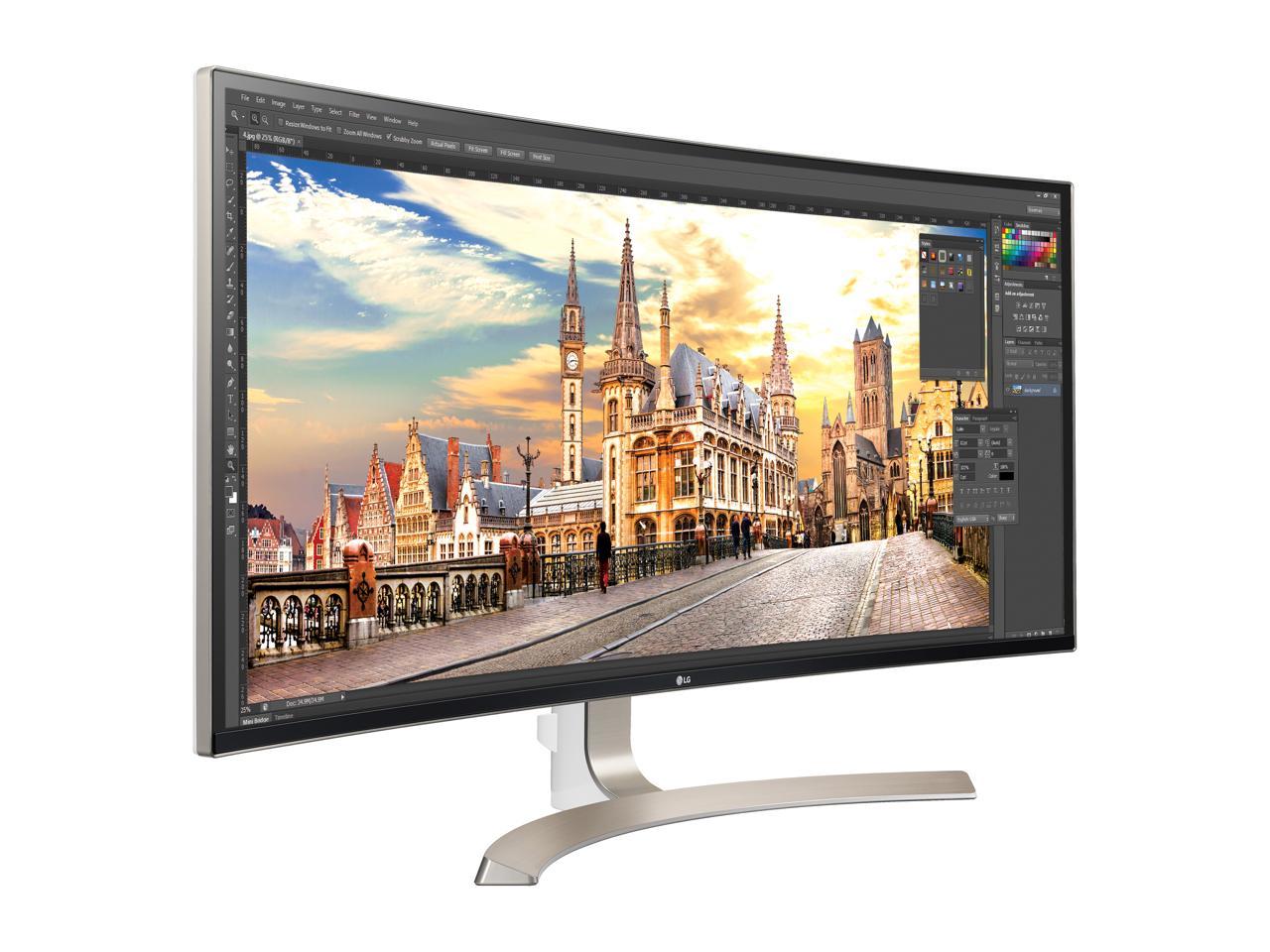 LG 38UC99-W 38" Class 21:9 3840 x 1600 UltraWide IPS Curved Monitor, FreeSync, 1ms Motion Blur Reduction, Built-in Speakers