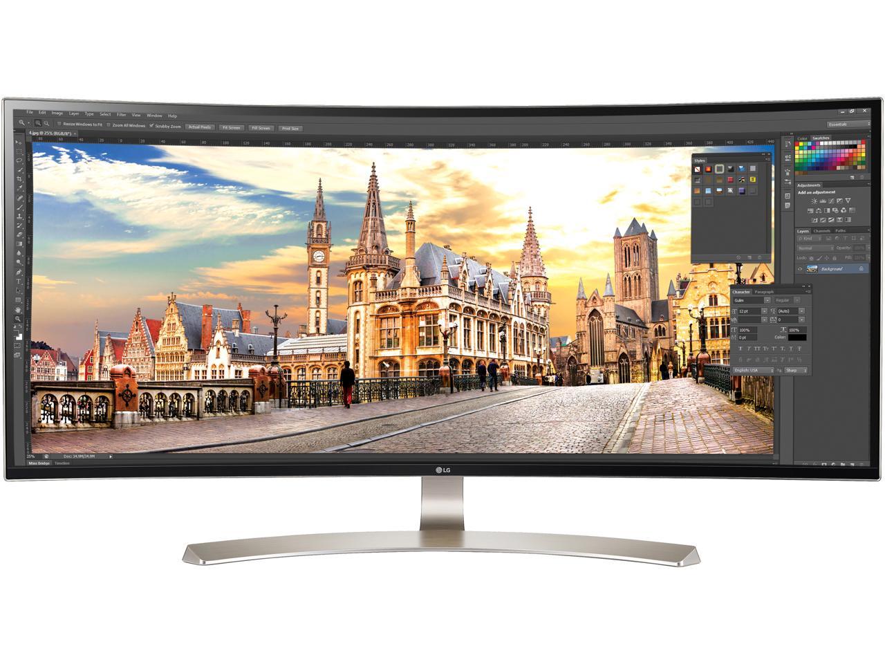 LG 38UC99-W 38" Class 21:9 3840 x 1600 UltraWide IPS Curved Monitor, FreeSync, 1ms Motion Blur Reduction, Built-in Speakers