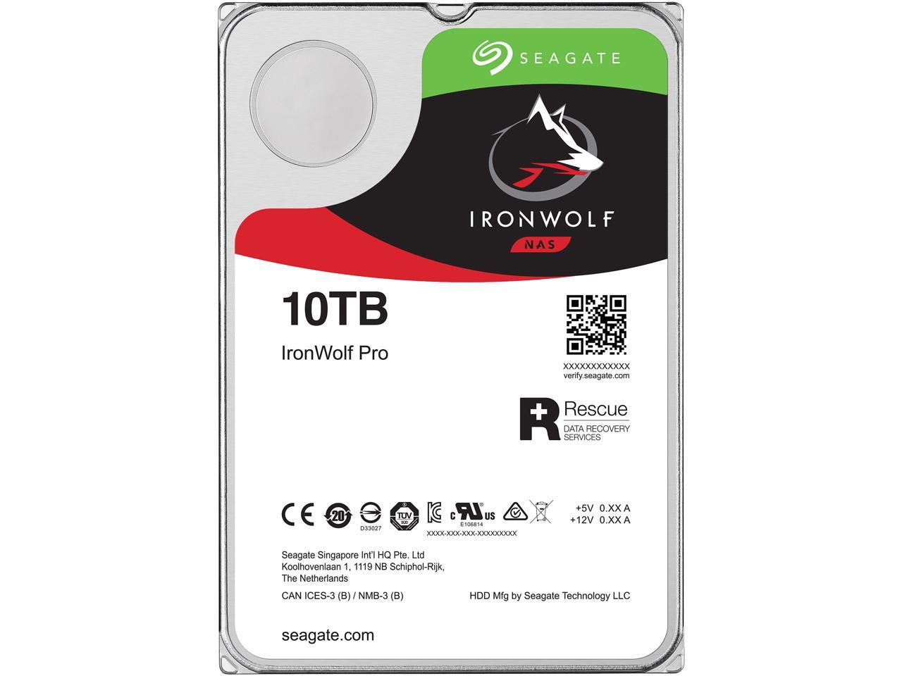 Seagate IronWolf Pro 10TB NAS Hard Drive 7200 RPM 256MB Cache CMR SATA 6.0Gb/s 3.5" Internal HDD ST10000NE0008