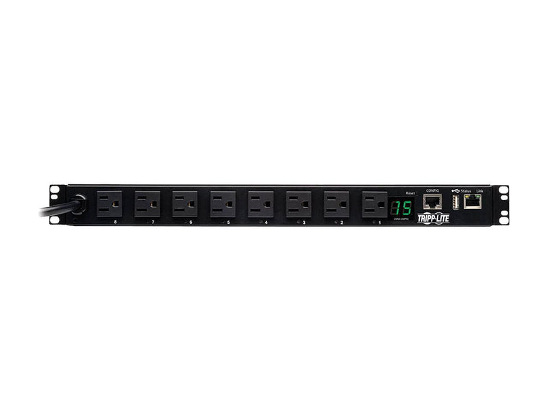 Tripp Lite 1.4 kWatts Single-Phase Switched PDU, LX Platform Interface, 120V Outlets (8 x 5-15R), NEMA x 5-15P, 12.0 Feet Cord, 1U Rack, TAA (PDUMH15NET2LX)