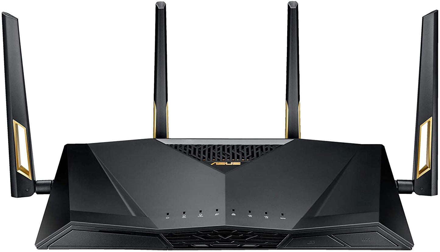 Asus RT-AX88U AX6000 Dual-Band Wifi Router, Aiprotection Lifetime Security by Trend Micro, Aimesh Compatible for Mesh WIFI System, Next-Gen Wifi 6, Wireless 802.11Ax, 8 X Gigabit LAN Ports ASUS-90IG04F0-MA1G00