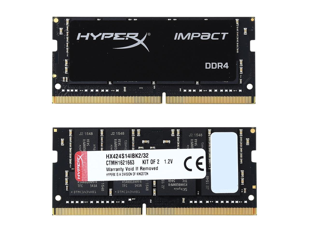 HyperX Impact 32GB (2 x 16GB) 260-Pin DDR4 SO-DIMM DDR4 2400 (PC4 19200) Laptop Memory Model HX424S14IBK2/32