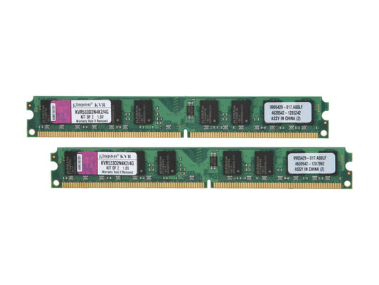 Kingston 4GB (2 x 2GB) 240-Pin DDR2 SDRAM DDR2 533 (PC2 4200) Dual Channel Kit Desktop Memory Model KVR533D2N4K2/4G