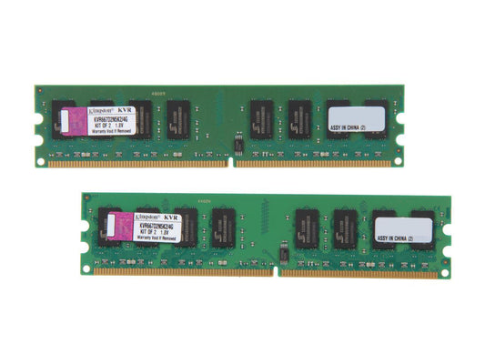 Kingston 4GB (2 x 2GB) 240-Pin DDR2 SDRAM DDR2 667 (PC2 5300) Dual Channel Kit Desktop Memory Model KVR667D2N5K2/4G