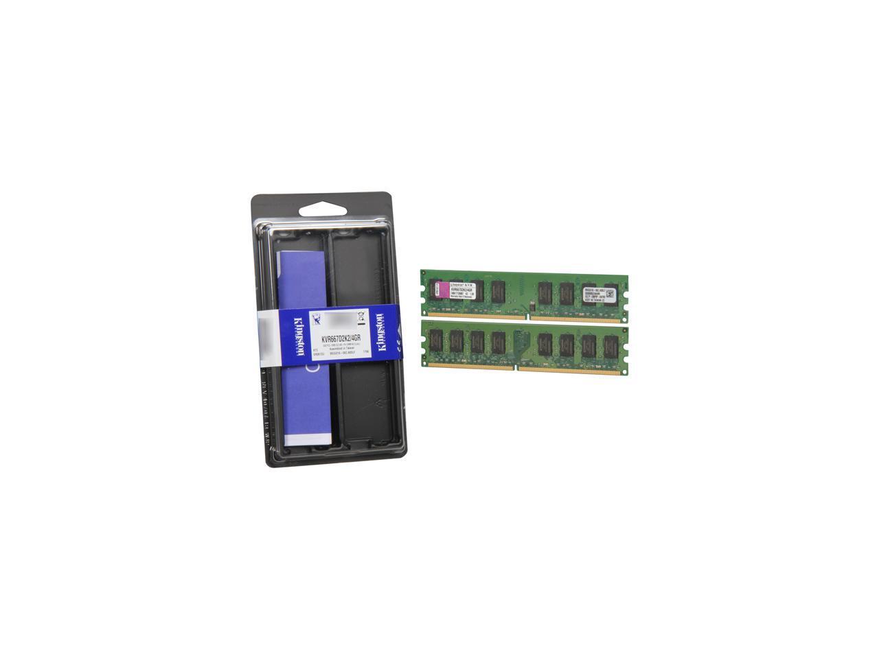 Kingston ValueRAM 4GB (2 x 2GB) 240-Pin DDR2 SDRAM DDR2 667 (PC2 5300) Dual Channel Kit Desktop Memory Model KVR667D2K2/4GR