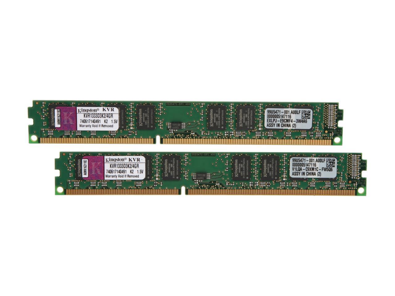 Kingston ValueRAM 4GB (2 x 2GB) 240-Pin DDR3 SDRAM DDR3 1333 (PC3 10600) Desktop Memory Model KVR1333D3K2/4GR