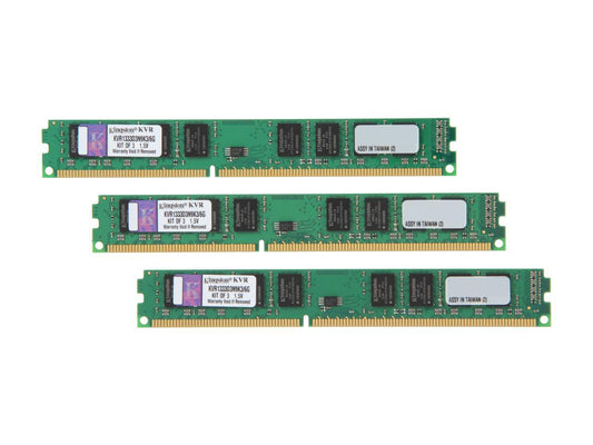 Kingston 6GB (3 x 2GB) 240-Pin DDR3 SDRAM DDR3 1333 (PC3 10600) Triple Channel Kit Desktop Memory Model KVR1333D3N9K3/6G