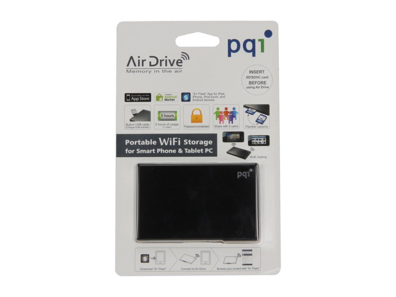 pqi 6W11-0000R1 Flash Reader/Drive Combo USB2.0 / IEEE 802.11b/g/n Air Drive A100 Wireless Portable USB Flash Drive (Black)