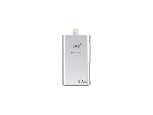 PQI iConnect [Apple MFi] 32GB Mobile Flash Drive w/ Lightning Connector for iPhones / iPads / iPod / Mac & PC USB 3.0 (Silver) Model 6I01-032GR1001