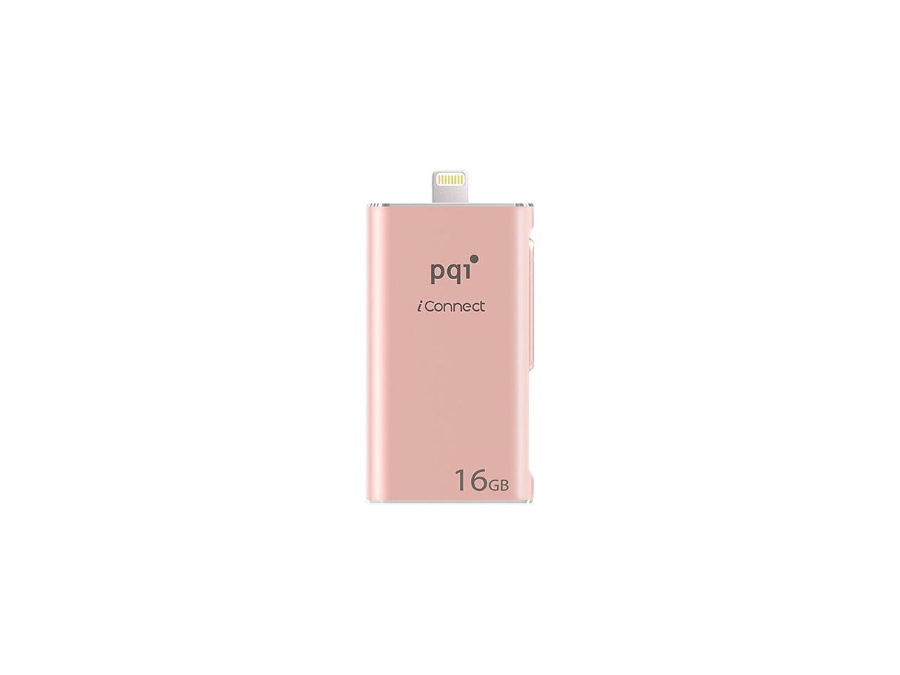 PQI iConnect [Apple MFi] 16GB Mobile Flash Drive w/ Lightning Connector for iPhones / iPads / iPod / Mac & PC USB 3.0 (Rose Gold) Model 6I01-016GR4001