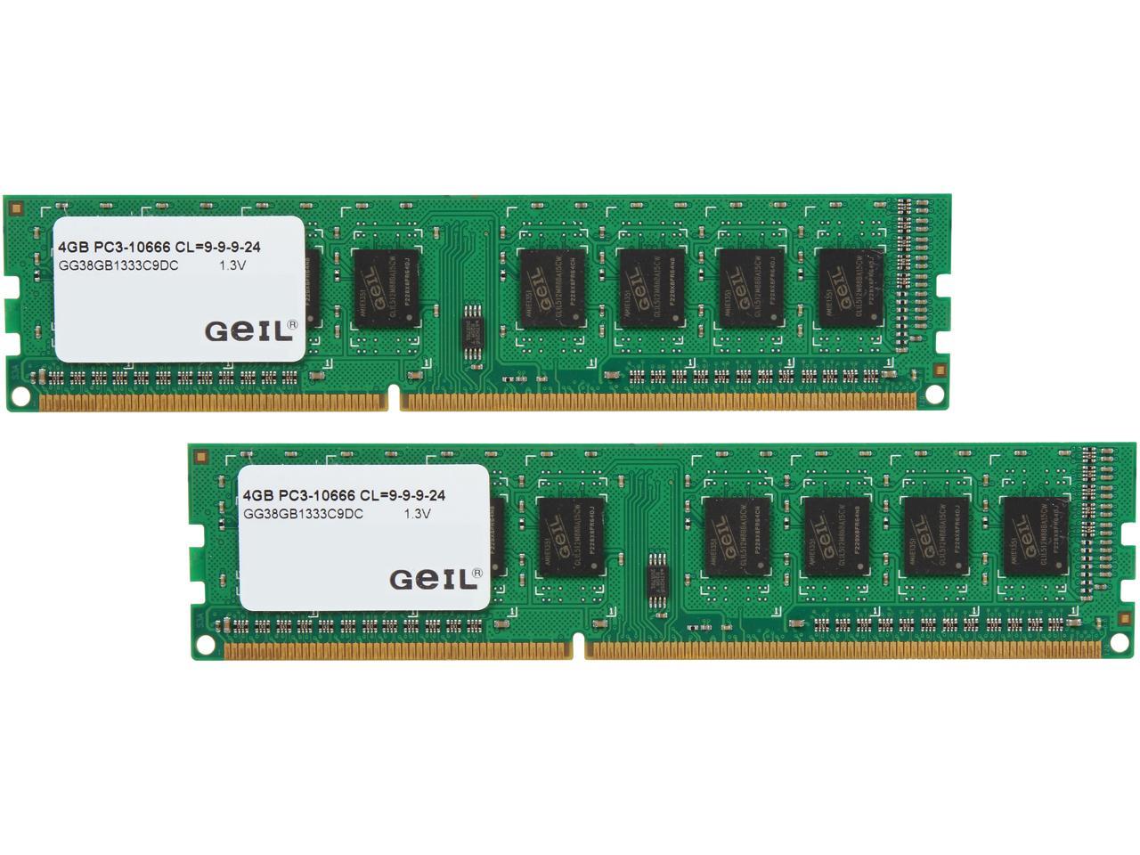 GeIL Green Series 8GB (2 x 4GB) 240-Pin DDR3 SDRAM DDR3L 1333 (PC3L 10600) Desktop Memory Model GG38GB1333C9DC