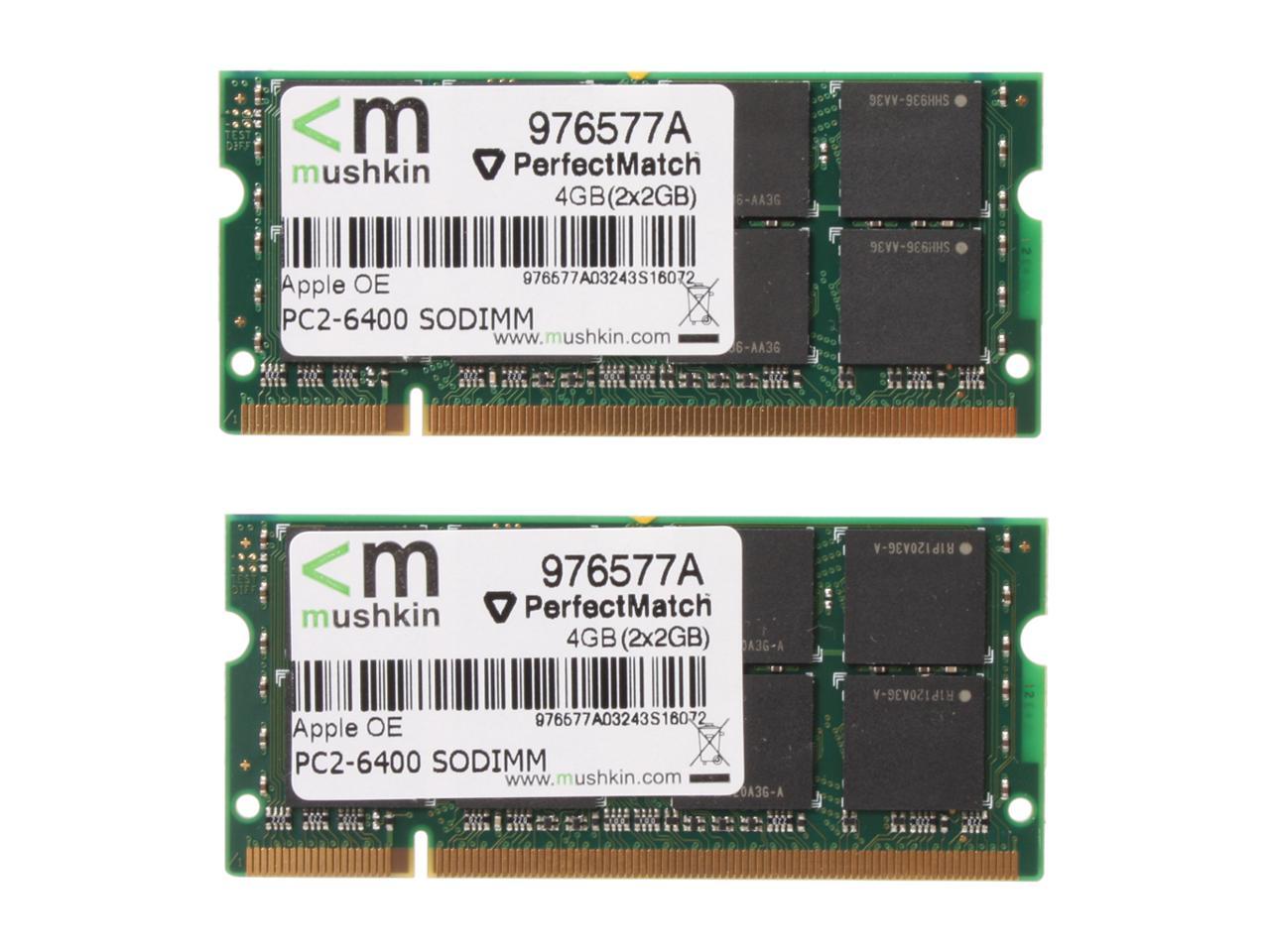 Mushkin Enhanced 4GB (2 x 2GB) DDR2 800 (PC2 6400) Dual Channel Kit Memory For Apple Model 976577a