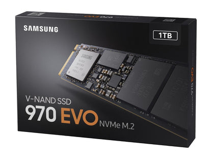 SAMSUNG 970 EVO M.2 2280 1TB PCIe Gen3. X4, NVMe 1.3 64L V-NAND 3-bit MLC Internal Solid State Drive (SSD) MZ-V7E1T0BW