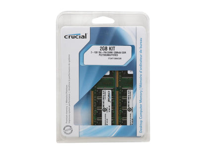 Crucial 2GB (2 x 1GB) 184-Pin DDR SDRAM DDR 333 (PC 2700) Dual Channel Kit Desktop Memory Model CT2KIT12864Z335
