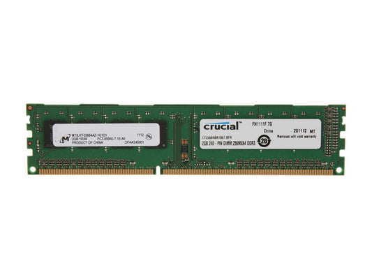 Crucial 2GB 240-Pin DDR3 SDRAM DDR3 1066 (PC3 8500) Desktop Memory Model CT25664BA1067