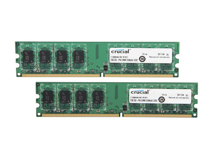 Crucial 4GB (2 x 2GB) 240-Pin DDR2 SDRAM DDR2 1066 (PC2 8500) Micron Chipset Dual Channel Kit Desktop Memory Model CT2KIT25664AA1067