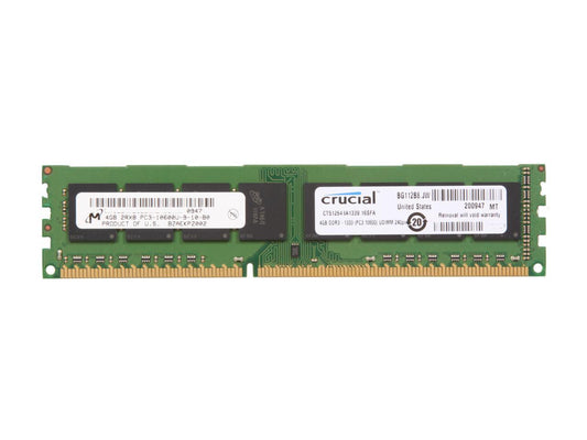 Crucial 4GB 240-Pin DDR3 SDRAM DDR3 1333 (PC3 10600) Micron Chipset Desktop Memory Model CT51264BA1339