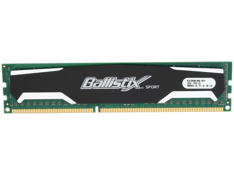 Crucial Ballistix Sport 4GB 240-Pin DDR3 SDRAM DDR3 1600 Desktop Memory Model BL51264BA160A