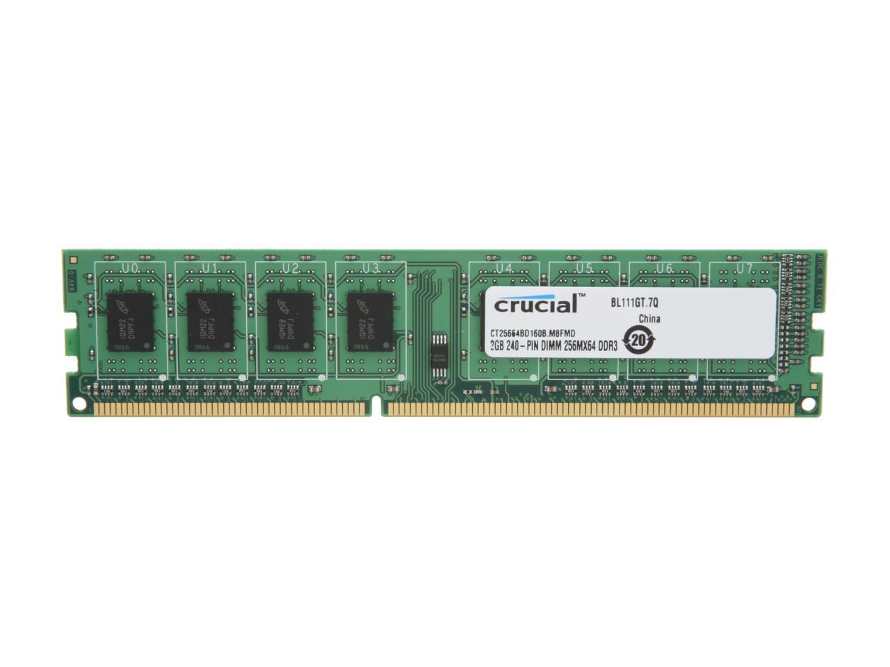 Crucial 2GB 240-Pin DDR3 SDRAM DDR3L 1600 (PC3L 12800) Desktop Memory Model CT25664BD160B