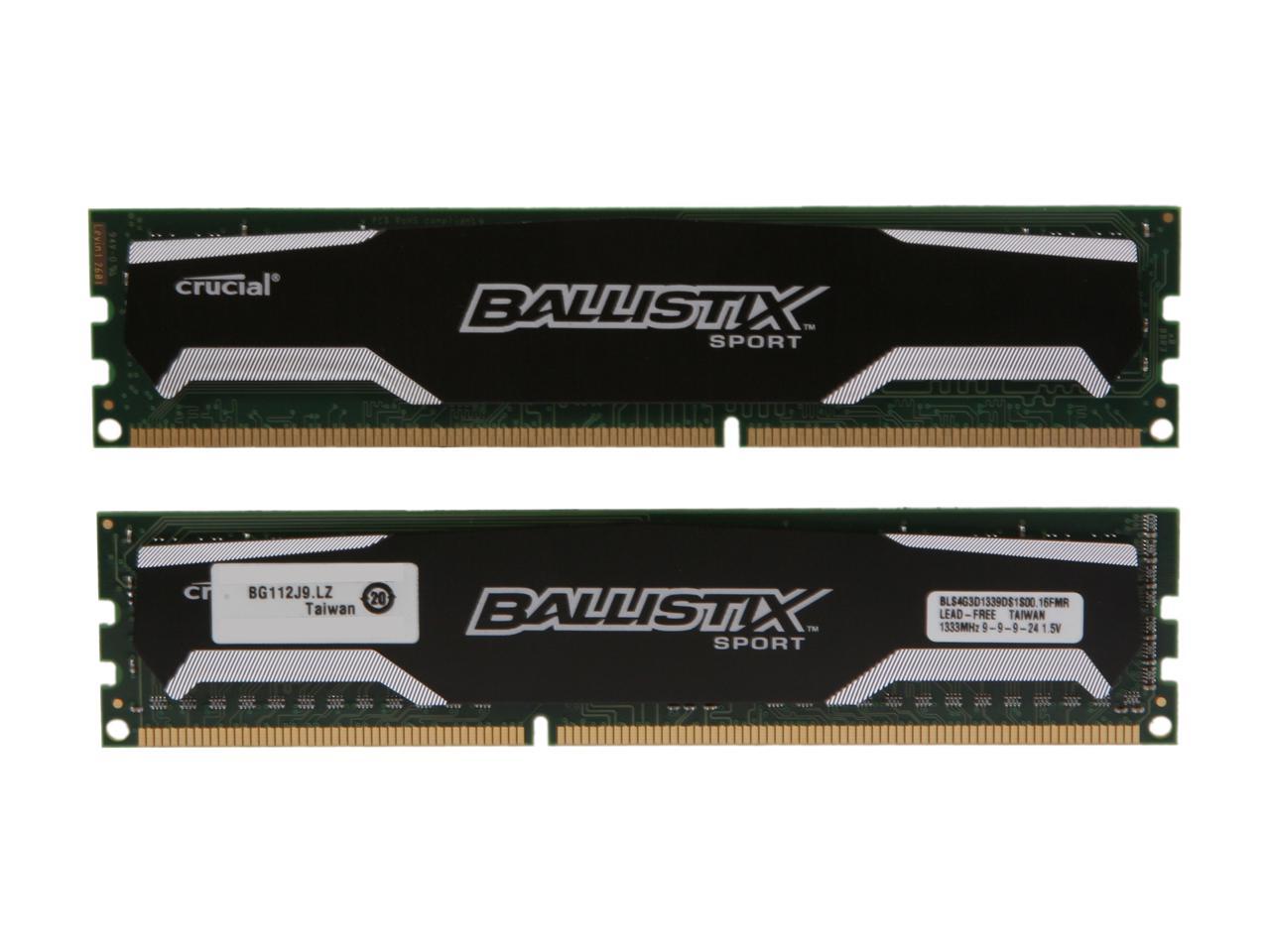 Crucial Ballistix Sport 8GB (2 x 4GB) 240-Pin DDR3 SDRAM DDR3 1333 (PC3 10600) Desktop Memory Model BLS2KIT4G3D1339DS1S00