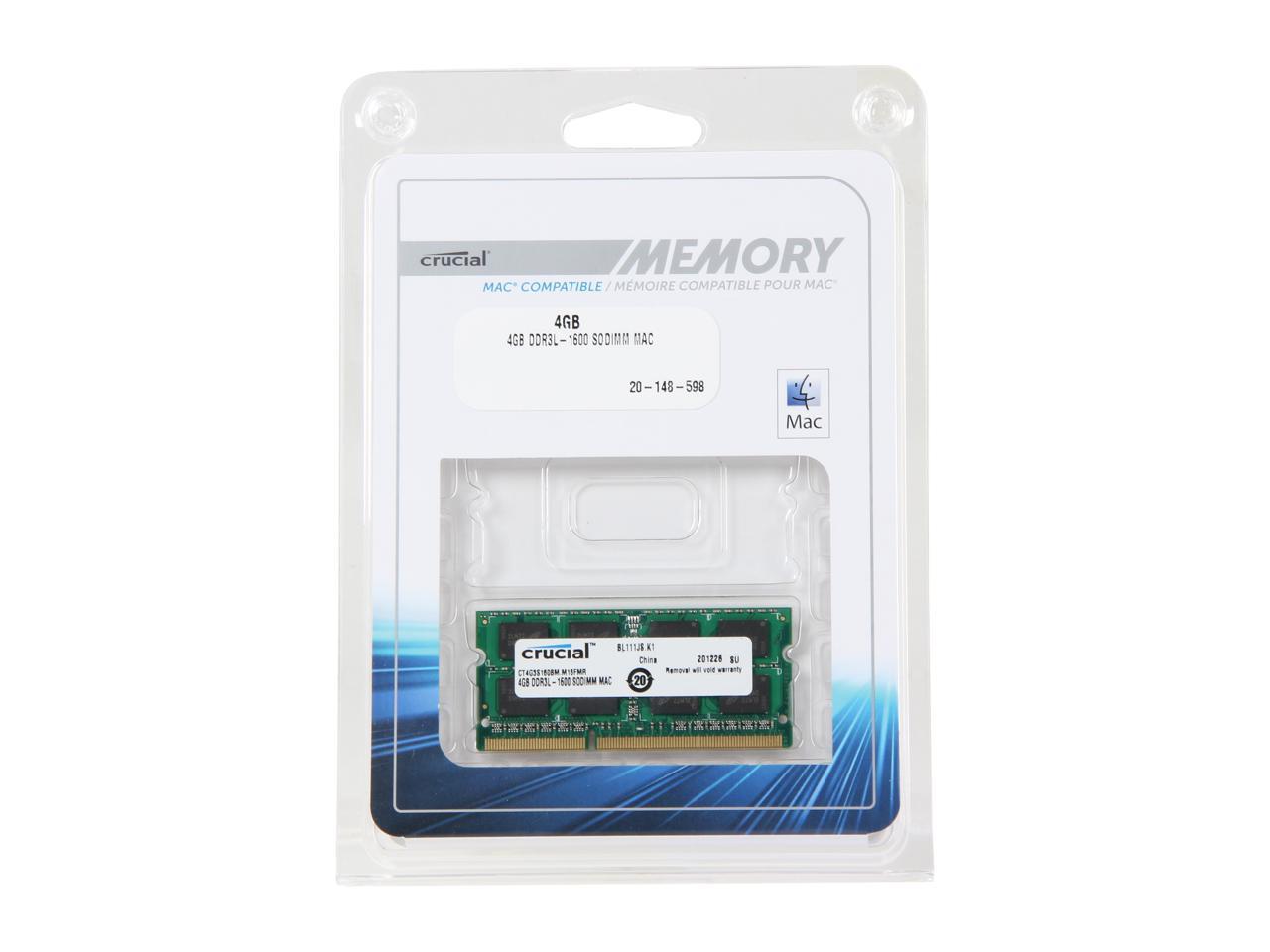 Crucial 4GB DDR3 1600 (PC3 12800) Memory for Apple Model CT4G3S160BM