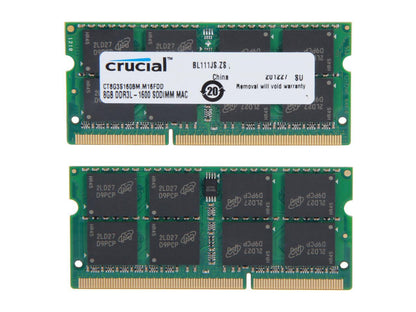 Crucial 16GB (2 x 8GB) DDR3 1600 (PC3 12800) Unbuffered Memory for Mac Model CT2K8G3S160BM