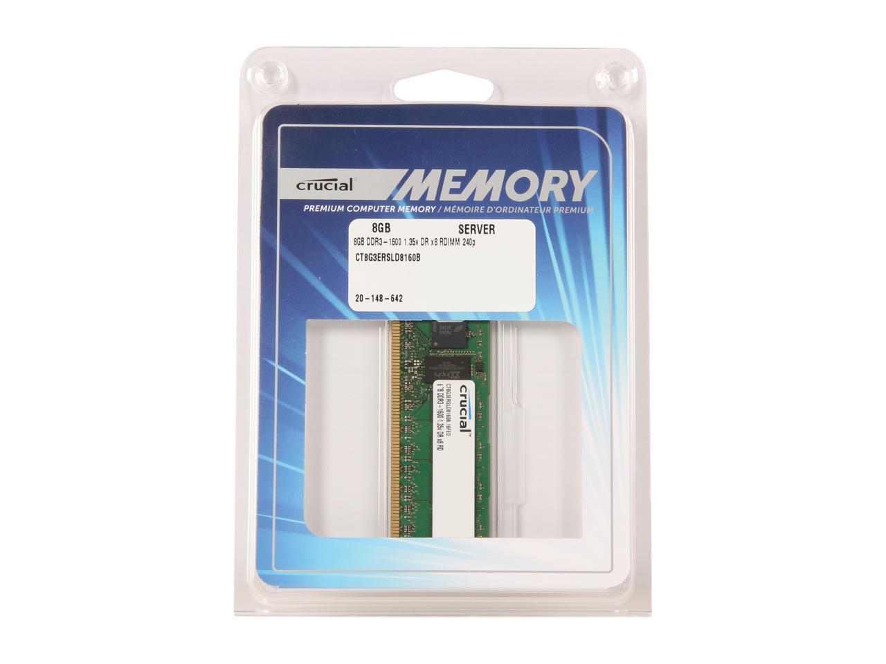 Crucial 8GB 240-Pin DDR3 SDRAM ECC Registered DDR3 1600 (PC3 12800) Server Memory Model CT8G3ERSLD8160B