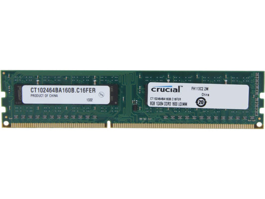 Crucial 8GB 240-Pin DDR3 SDRAM DDR3 1600 (PC3 12800) Desktop Memory Model CT102464BA160B
