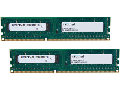 Crucial 16GB (2 x 8GB) 240-Pin DDR3 SDRAM DDR3 1600 (PC3 12800) Desktop Memory Model CT2KIT102464BA160B