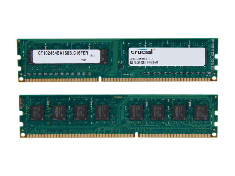 Crucial 16GB (2 x 8GB) 240-Pin DDR3 SDRAM DDR3 1600 (PC3 12800) Desktop Memory Model CT2KIT102464BA160B
