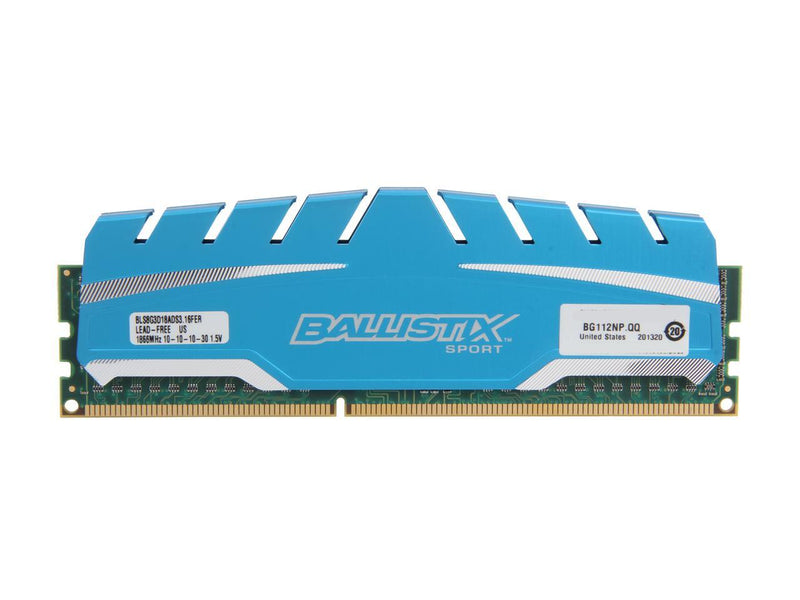 Crucial Ballistix Sport XT 8GB Single DDR3 1866 MT/s (PC3-14900) CL10 @1.5V UDIMM 240-Pin Memory Module