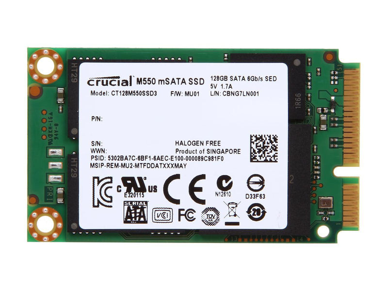 Crucial M550 mSATA 128GB Mini-SATA (mSATA) MLC Internal Solid State Drive (SSD) CT128M550SSD3