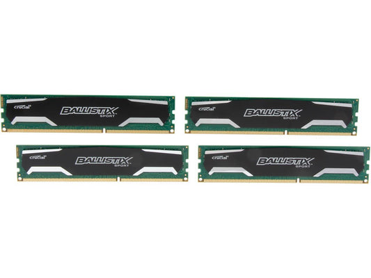 Crucial Ballistix Sport 16GB (4 x 4GB) 240-Pin DDR3 SDRAM DDR3 1600 (PC3 12800) Desktop Memory Model BLS4KIT4G3D1609DS1S00