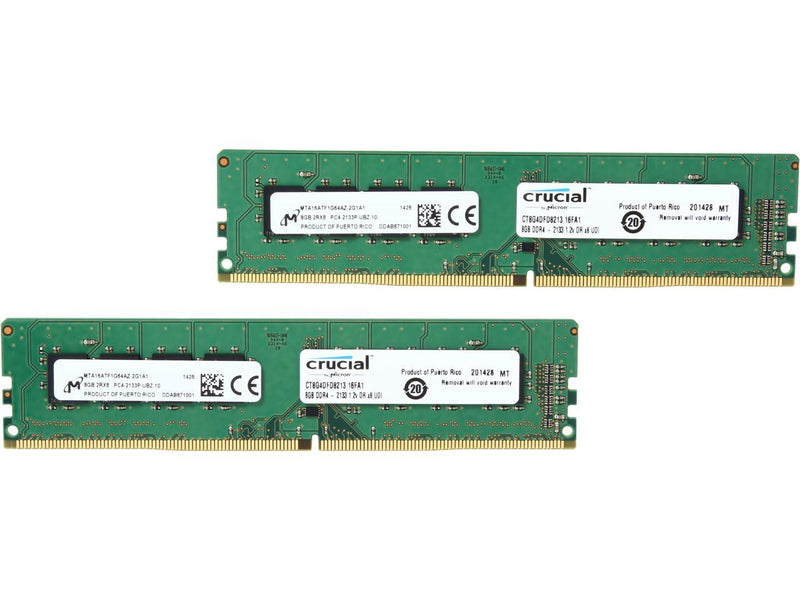 Crucial 16GB (2 x 8GB) 288-Pin DDR4 SDRAM DDR4 2133 (PC4 17000) Major Brand Chipset Desktop Memory Model CT2K8G4DFD8213