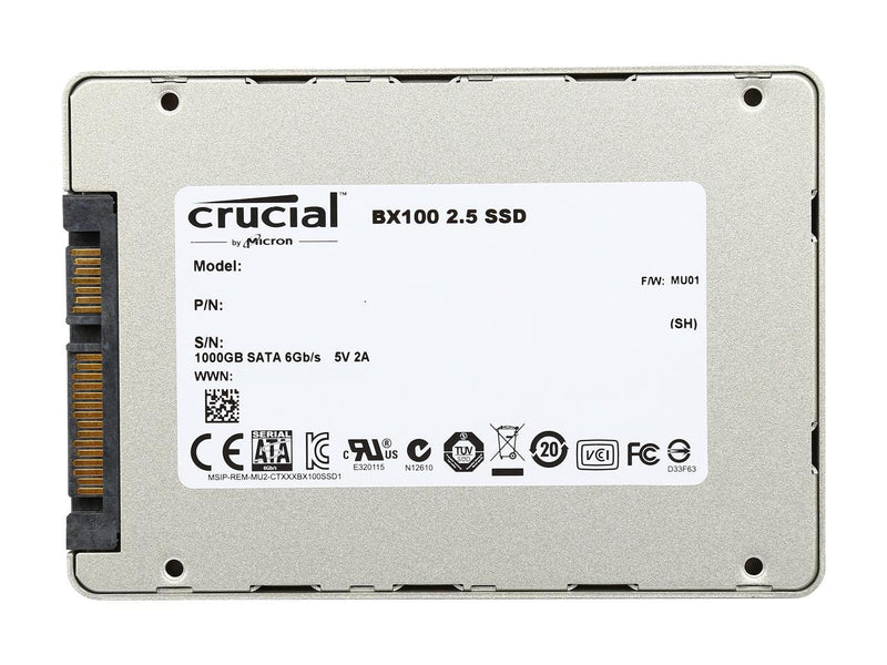 Crucial BX100 2.5" 1TB SATA 6Gbps (SATA III) Micron 16nm MLC NAND Internal Solid State Drive (SSD) CT1000BX100SSD1
