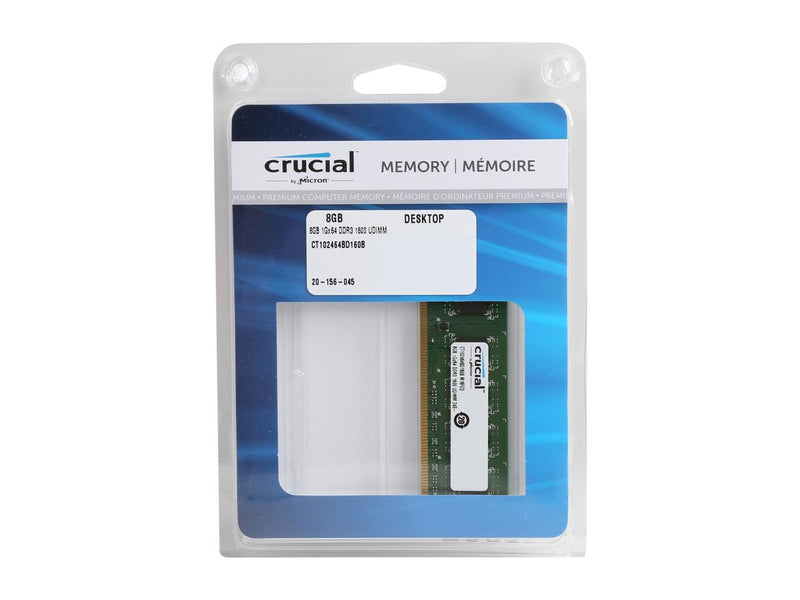 Crucial 8GB 240-Pin DDR3 SDRAM DDR3L 1600 (PC3L 12800) Desktop Memory Model CT102464BD160B
