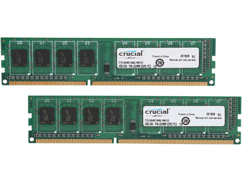 Crucial 8GB (2 x 4GB) 240-Pin DDR3 SDRAM DDR3L 1600 (PC3L 12800) High Density Desktop Memory Model CT2K51264BD160BJ